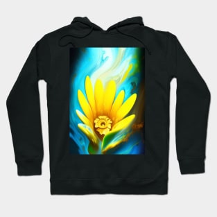 STUNNING WHITE AND YELLOW FLOWERS BLUE BACKGROUND Hoodie